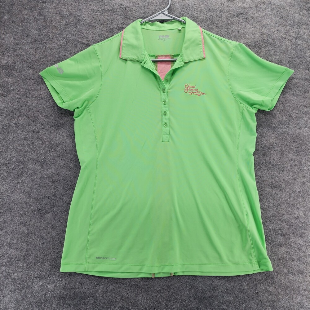 PING Polo Shirt Womens Large Short Sleeve Green Sensorcool